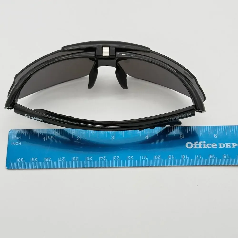 Franklin MLB Black Deluxe Flip-Up Sunglasses Blue Mirror Baseball Softball
